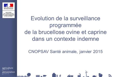Evolution de la surveillance programmée de la brucellose ovine et caprine dans un contexte indemne CNOPSAV Santé animale, janvier 2015.
