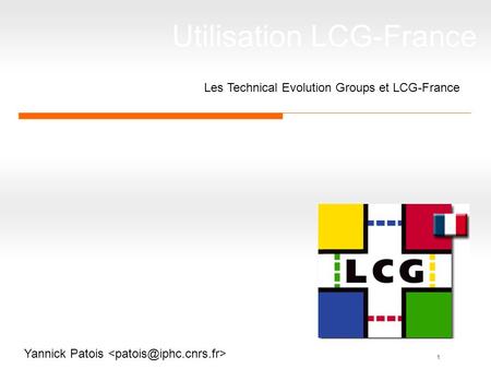 Yannick Patois 1 Utilisation LCG-France Les Technical Evolution Groups et LCG-France.