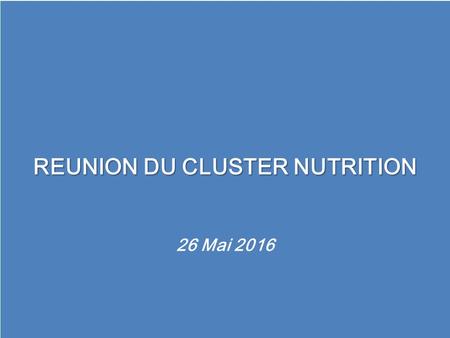 REUNION DU CLUSTER NUTRITION 26 Mai 2016 REUNION DU CLUSTER NUTRITION 26 Mai 2016.
