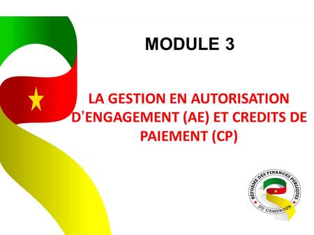 LA GESTION EN AUTORISATION D’ENGAGEMENT (AE) ET CREDITS DE PAIEMENT (CP) MODULE 3.