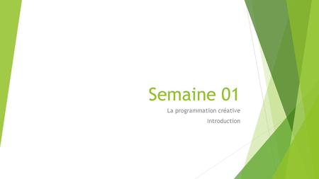 Semaine 01 La programmation créative Introduction.