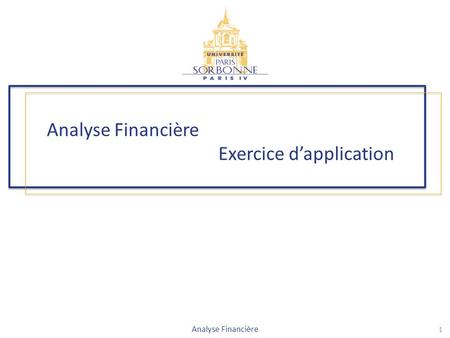 Analyse Financière Exercice d’application 1 Analyse Financière.
