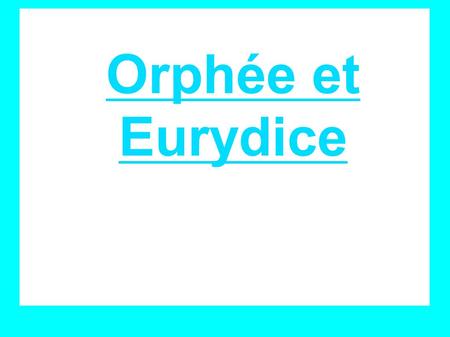 Orphée et Eurydice. 1-Orphée Orphée est un héros de la mythologie grecque, fils du roi de Thrace OEagre* et de la muse Calliope **. Il est le fondateur.