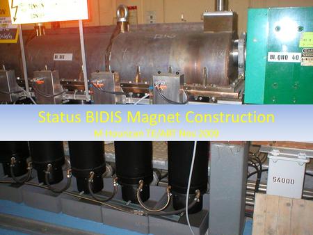 Status BIDIS Magnet Construction M.Hourican TE/ABT Nov 2009 M. Hourican TE/ABT.