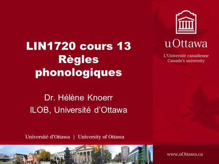 LIN1720 cours 13 Règles phonologiques