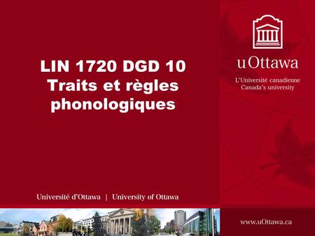 LIN 1720 DGD 10 Traits et règles phonologiques