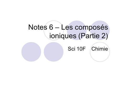 Notes 6 – Les composés ioniques (Partie 2)