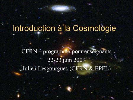 Introduction à la Cosmologie