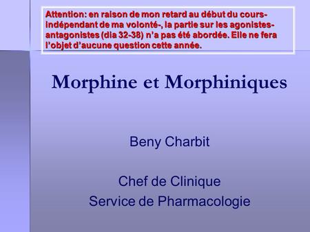 Morphine et Morphiniques