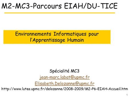 1 M2-MC3-Parcours EIAH/DU-TICE Spécialité MC3