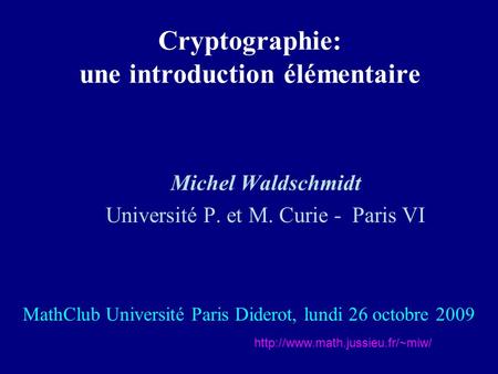 Cryptographie: une introduction élémentaire