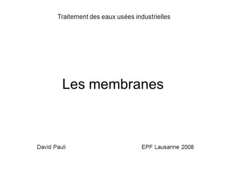 David Pauli EPF Lausanne 2008
