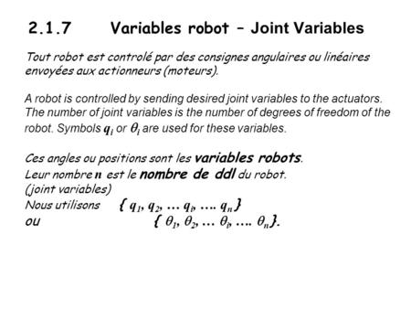 2.1.7 Variables robot – Joint Variables