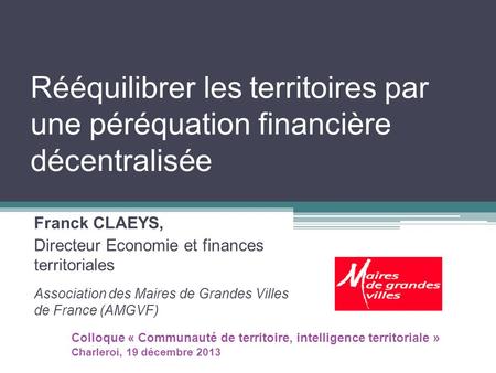 Franck CLAEYS, Directeur Economie et finances  territoriales