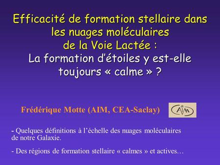 Frédérique Motte (AIM, CEA-Saclay)