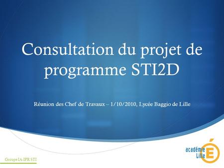 Consultation du projet de programme STI2D