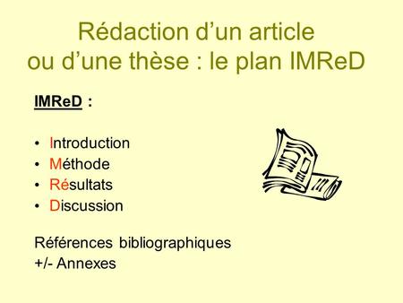 Rédaction d’un article ou d’une thèse : le plan IMReD