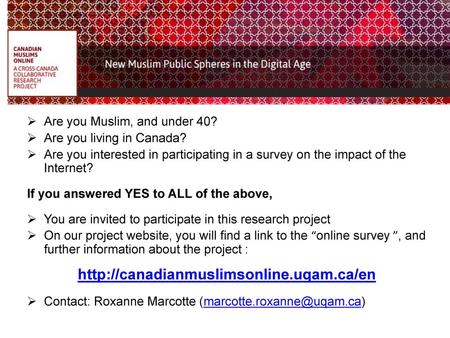 Are you Muslim, and under 40?
