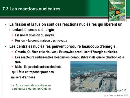 7.3 Les reactions nucléaires