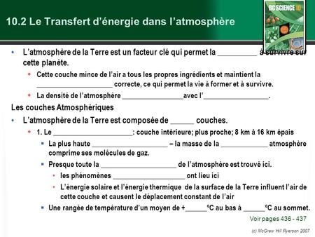 10.2 Le Transfert d’énergie dans l’atmosphère