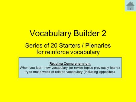 Series of 20 Starters / Plenaries for reinforce vocabulary