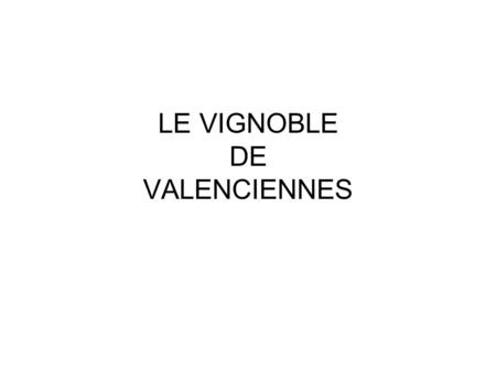 LE VIGNOBLE DE VALENCIENNES Hé oui, il y avait jadis un vignoble à Valenciennes.