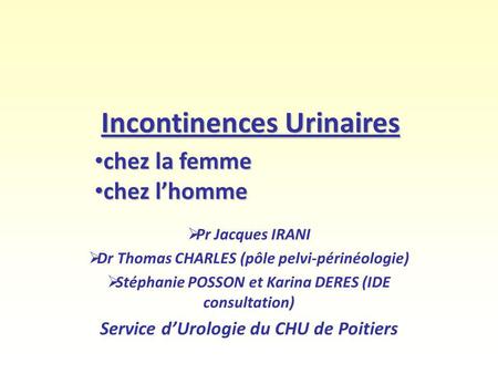 Incontinences Urinaires