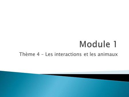 Thème 4 – Les interactions et les animaux