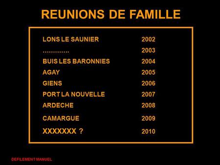 REUNIONS DE FAMILLE XXXXXXX ? 2010 LONS LE SAUNIER 2002 …………. 2003