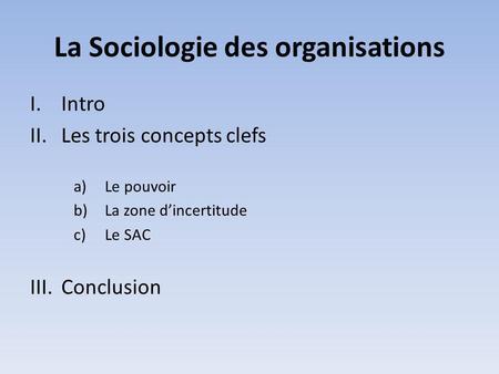 La Sociologie des organisations