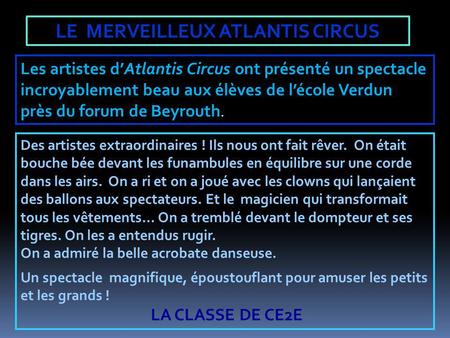 LE MERVEILLEUX ATLANTIS CIRCUS