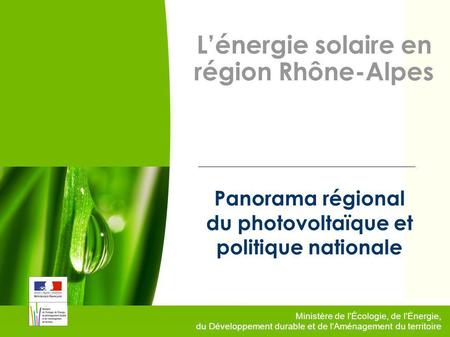 Panorama régional du photovoltaïque et politique nationale