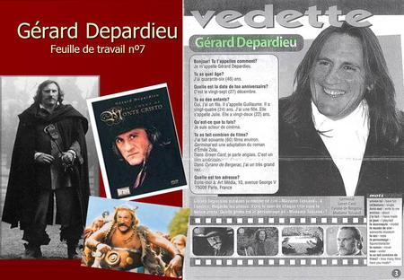 Gérard Depardieu Feuille de travail nº7
