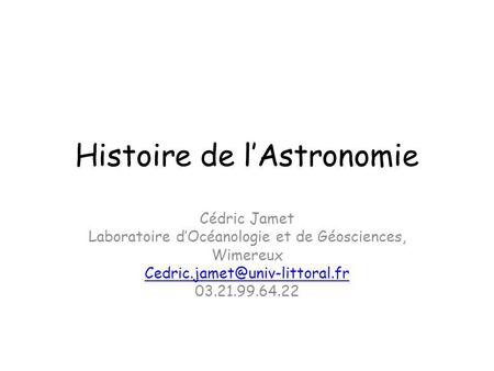 Histoire de l’Astronomie