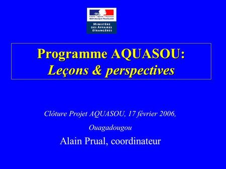 Programme AQUASOU: Leçons & perspectives