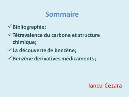 Sommaire Iancu-Cezara Bibliographie;