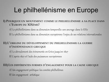 Le philhellénisme en Europe