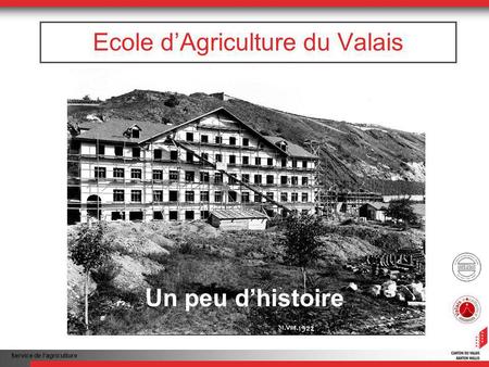Service de lagriculture Ecole dAgriculture du Valais Un peu dhistoire.