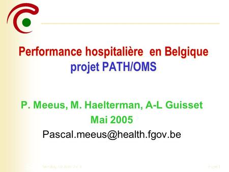 Performance hospitalière en Belgique projet PATH/OMS