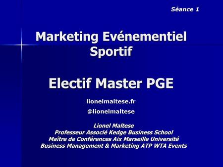 Marketing Evénementiel Sportif Electif Master PGE