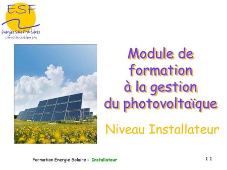Module de formation à la gestion du photovoltaïque
