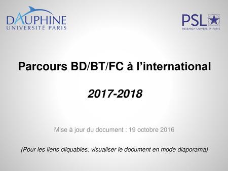Parcours BD/BT/FC à l’international