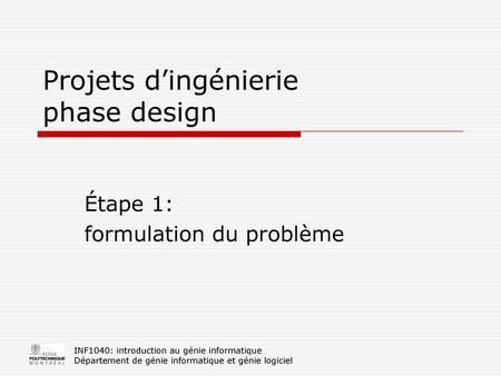 Projets d’ingénierie phase design