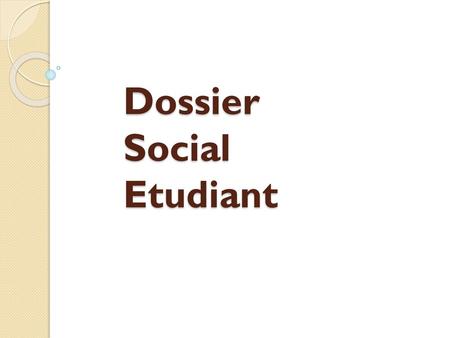 Dossier Social Etudiant
