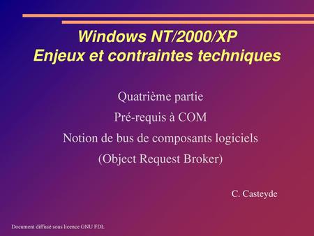 Windows NT/2000/XP Enjeux et contraintes techniques