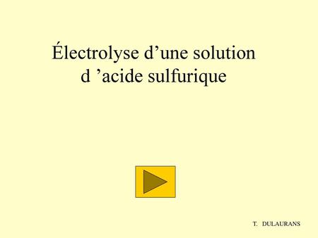 Électrolyse d’une solution d ’acide sulfurique