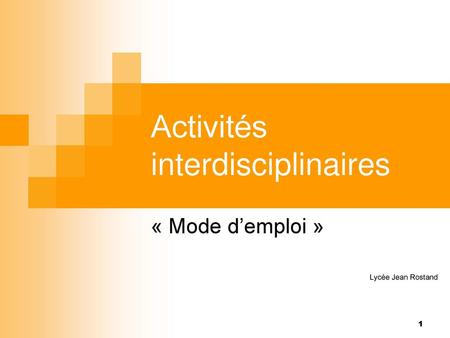 Activités interdisciplinaires