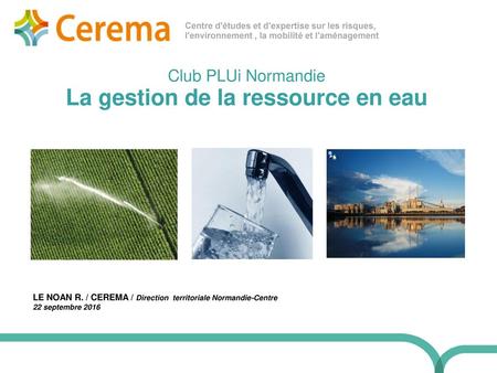 Club PLUi Normandie La gestion de la ressource en eau