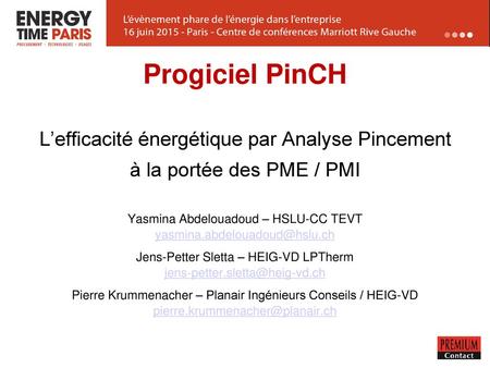 Progiciel PinCH L’efficacité énergétique par Analyse Pincement