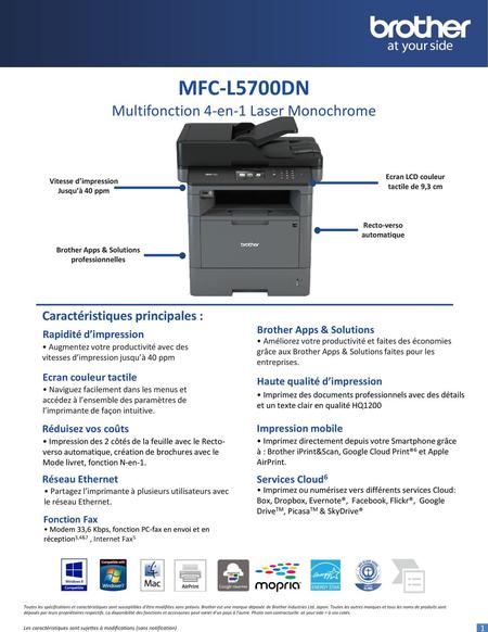 MFC-L5700DN Multifonction 4-en-1 Laser Monochrome